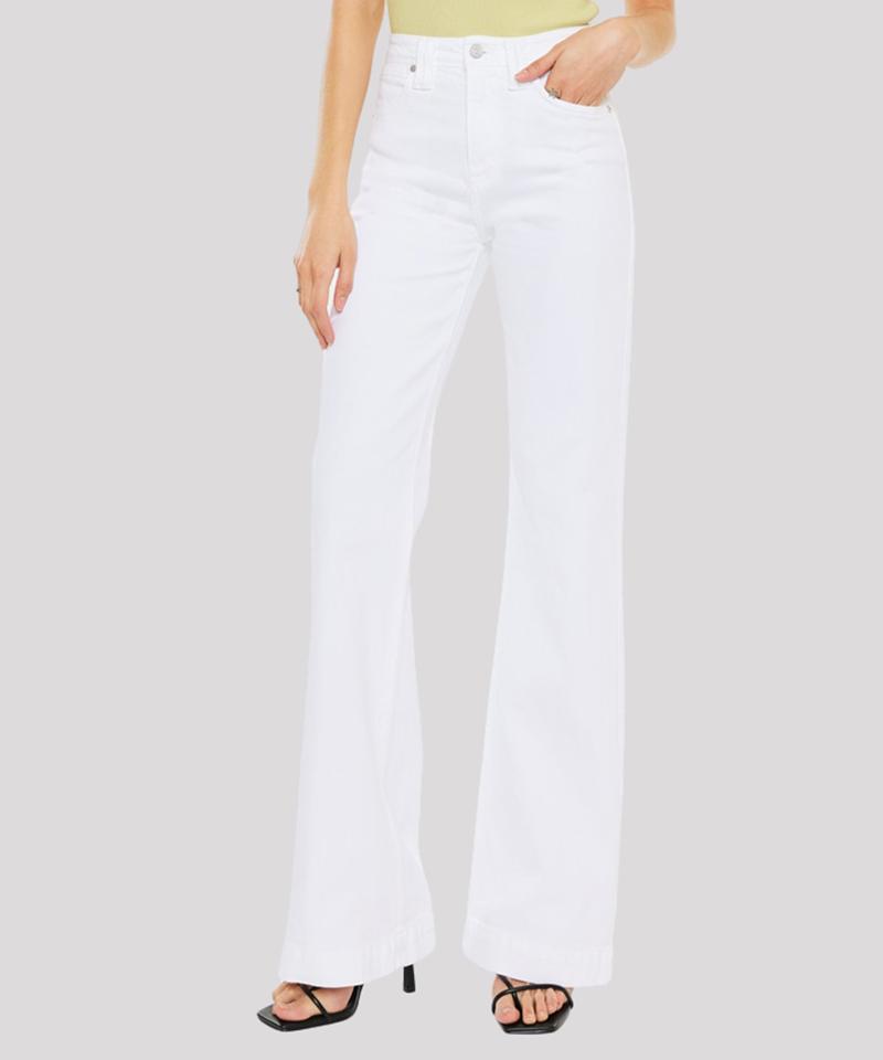 KANCAN High-Waisted Wide Flared Pilot White