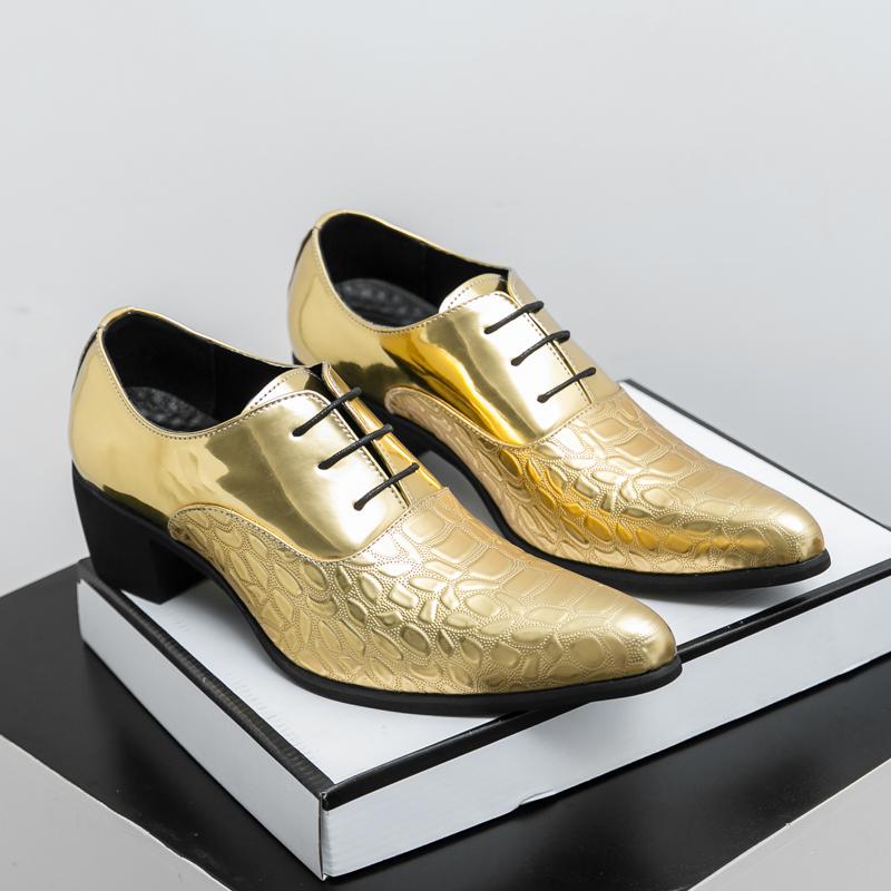 Luxury Multiple Colors High Heel Men's Shoes Moccasin Man Wedding Shoes Groom Designer Pointed Toe Leather Dress Oxfords