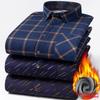 Plus Size Men's Thermal Shirt Men's Winter Fleece-Lined Thickened Checkered Long-Sleeved Shirt