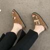 fashion 2024 Hot Sale Shoes for Women Plus Size Women's Slippers Fashion Belt Buckle Casual Slippers Women Summer Peep Toe Flat Slippers