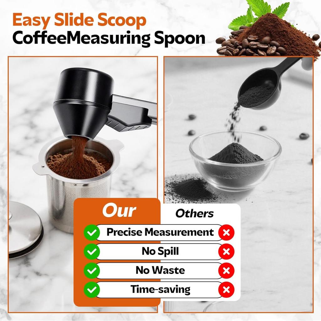 Reusable Sliding Leakproof Coffee Scoop Protein Powder Measuring Spoon with Hanging Hole for Kitchen Bar Gym Travel