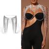 Sturdy Rhinestones Body Chain With Adjustable Closure Layered Fringe Body Jewelry For Dance Event And Red Carpets