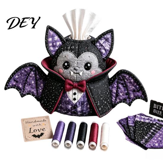 Gothic Aesthetic Sewing Materials Tissue Box DIY Kit, Halloween Theme, Patchwork Fabric Craft Bundle Set, Handicraft Quilted Cover, for Home