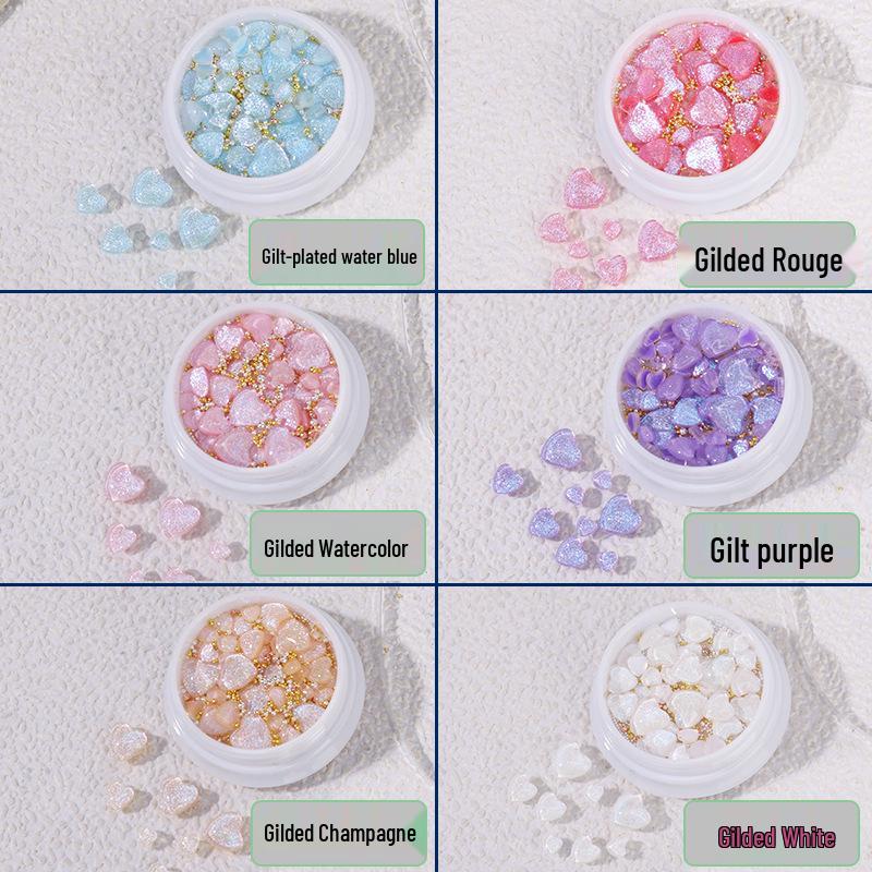 Celebrity Glitter Gilded Heart Nail Art Accessories - Resin Peach Heart Diamonds H Heart 8mm - 6500 pieces - Whole bag / Bagged