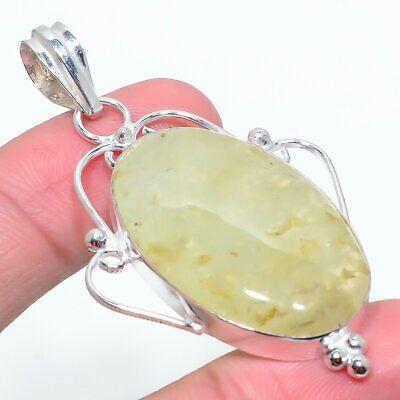 

Natural Prehnite Gemstone Handmade 925 Sterling Silver Pendant 2.52 P4H31