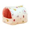 Thickened Quilted Warm Shelter Hamster Bed, Cartoon Print Cozy Hideout, Winter Cave Comfortable Hideaway for Hamsters Small Animal Cage Accessories