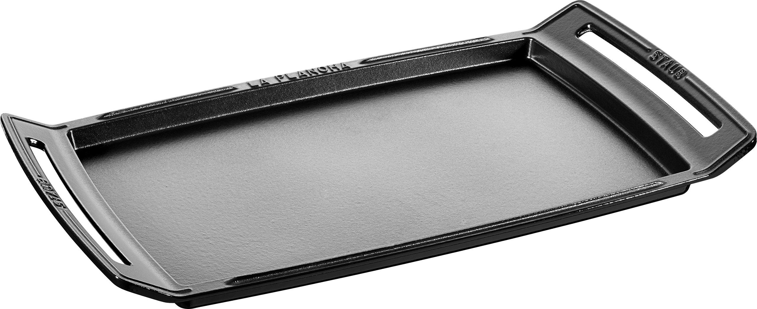 

staub 38 x 25cm Grill Iron Plate Enamel Oven Safe Japanese Plancha Teppanyaki Plancha Black [Authorized Product] 40509-340