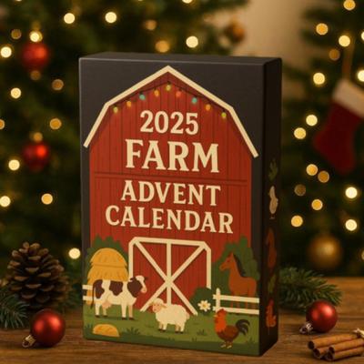 Yousheng 2025 Farm Advent Calendar 24 Days Christmas Countdown with 2D Acrylic Farm Animal Barn Ornaments Xmas Tree Hanging Decoration Set Holiday