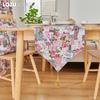 1 Stück LOZUJOJU Französische Romantische Retro Vorhänge Rosa Rose Gedruckt Quaste Tischläufer für Esstischdeko Küche für Heimtisch Heimdeko