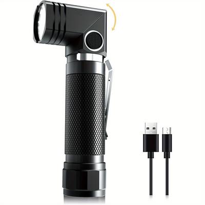 1pc Flashlights, Rechargeable Magnetic Flashlight Super Bright 1000 Lumens 6 Modes Led Flashlight90°Twist EDC Pocket Tactical Flashlight Waterproof N9