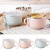 Stainless Steel Bowl Large Cup Bowl with Lid for Travel Oats Noodles Anti-scalding Instant Noodle Bowl Cute Spoon Tableware