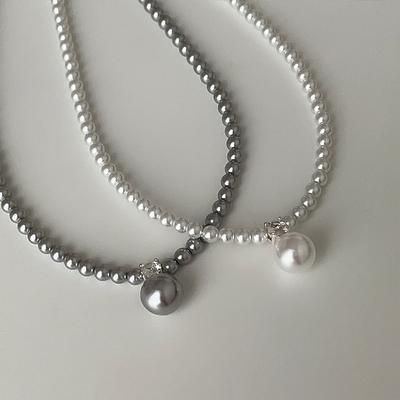 Französische Retro Zirkon Perlen Anhänger Halskette Damen Leichter Luxus Elegant High Fashion Temperament Vielseitige Halskette Schlüsselbeinkette