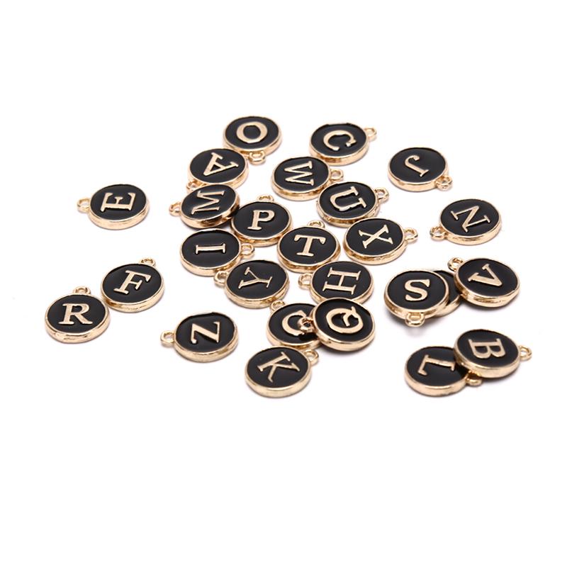 

26 шт. Подвески с буквами алфавита, Подвески с инициалами, Браслет, Ювелирные изделия, Сделай сам, Изготовление поделок чёрный