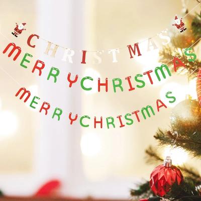 Merry Christmas Banner Reusable Wooden DIY Letter Flag Christmas Party Gift Banner Christmas Themed Banner Merry Decoration