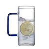 Glaswasserbecher Milchbecher Teetasse Frühstücksgetränkebecher hochborosilikat quadratisch farbiger Griff Glaswasserbecher
