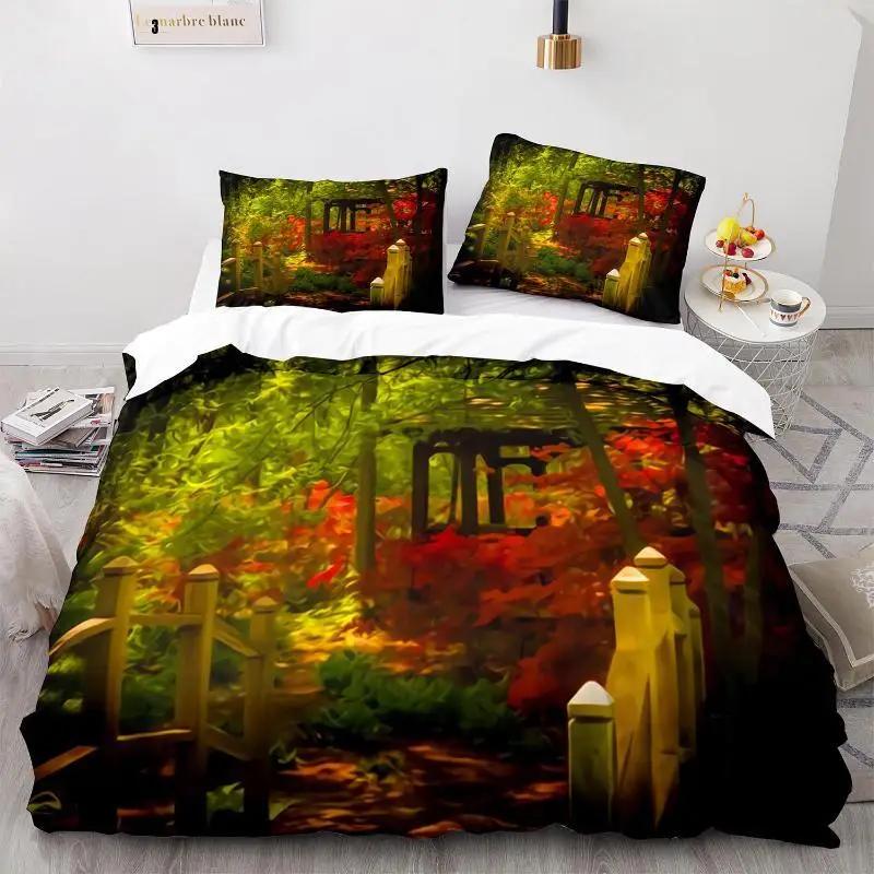 Oil Painting Duvet Cover Set Queen Blooming Sunflowers Twin Bedding Set Blue Sky White Cloud Landscape Polyester Comforter Cover