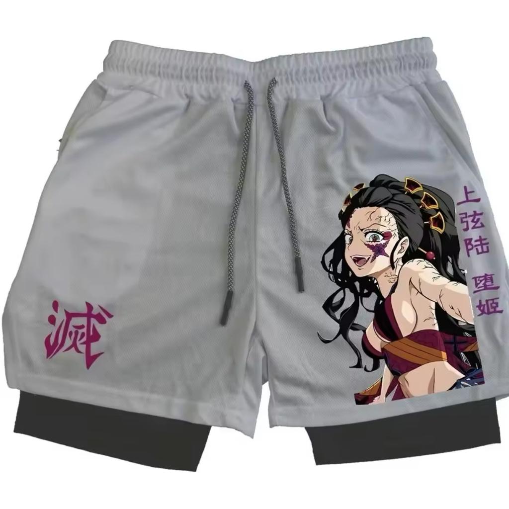 Short imprimé dessin animé pour homme, pantalon d'été double couche 2 en 1, pantalon de sport décontracté