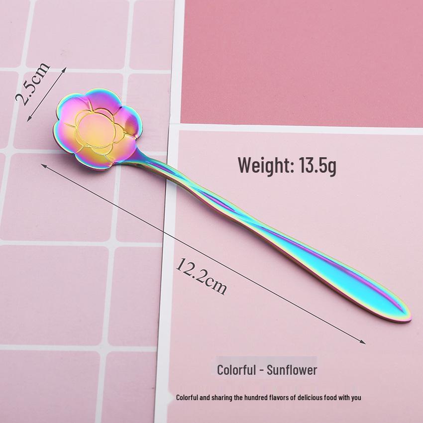 Gold Plated Christmas Flower Mixing Spoon - Japanese Stainless Steel Coffee Stirrer with Custom Logo Option.