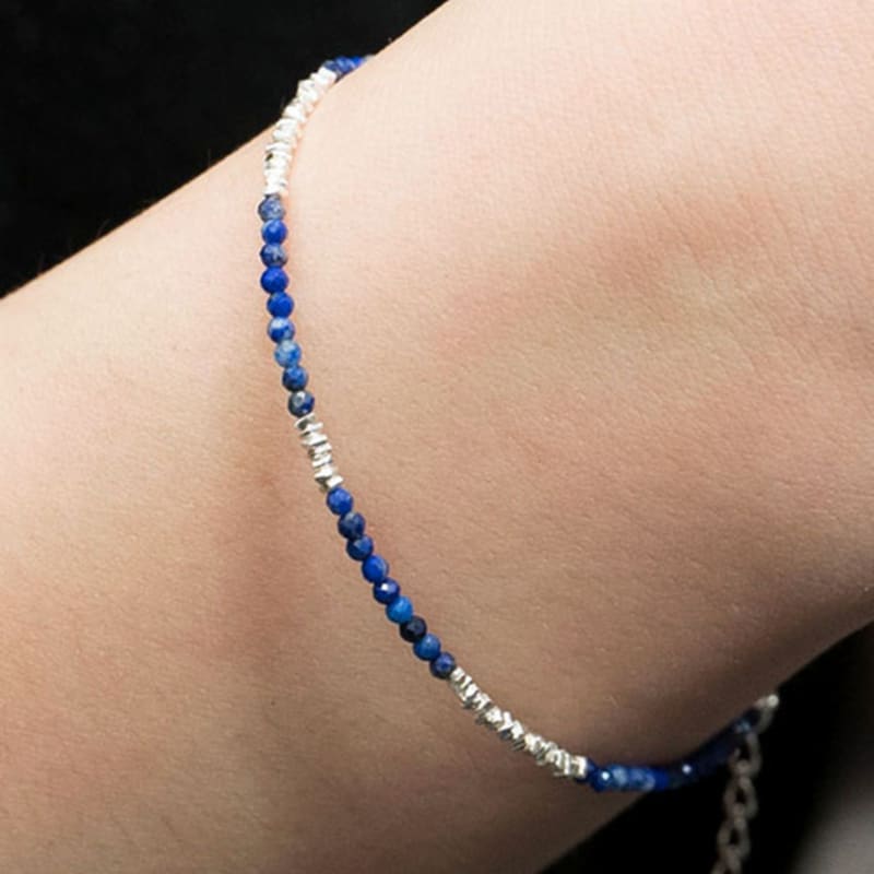 HARANG HR 387B_Lapis Lazuli Silver Beads Bracelet