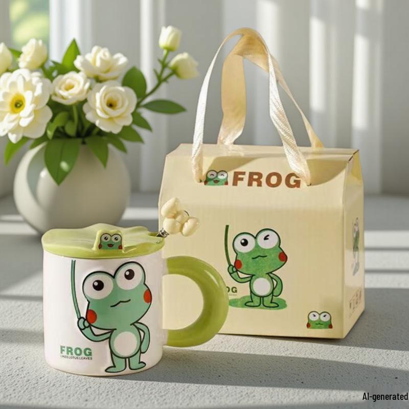 Cute Frog Cartoon Ceramic Cup Set - Creative Children's Souvenir Gift