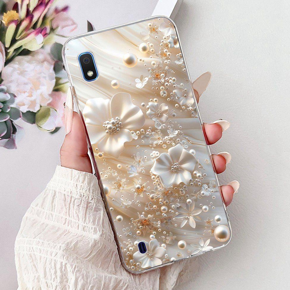 Clear For Samsung A10 Case SM-A105F Cute Fashion Flowers Painted Back Cover For Samsung Galaxy A10 Phone Case A105G A105M A105FN