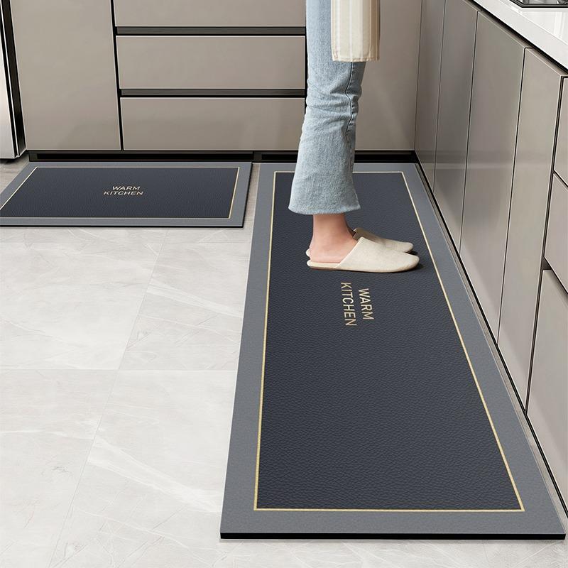Kitchen Floor Mats Waterproof Oil-proof Wipeable Washable Mat Leather Non-slip Dirt-resistant Carpet Imitation Marble Long Rugs