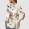 Women's Fashion Casual Round Neck Three Quarter Sleeve Printed T-Shirt Top