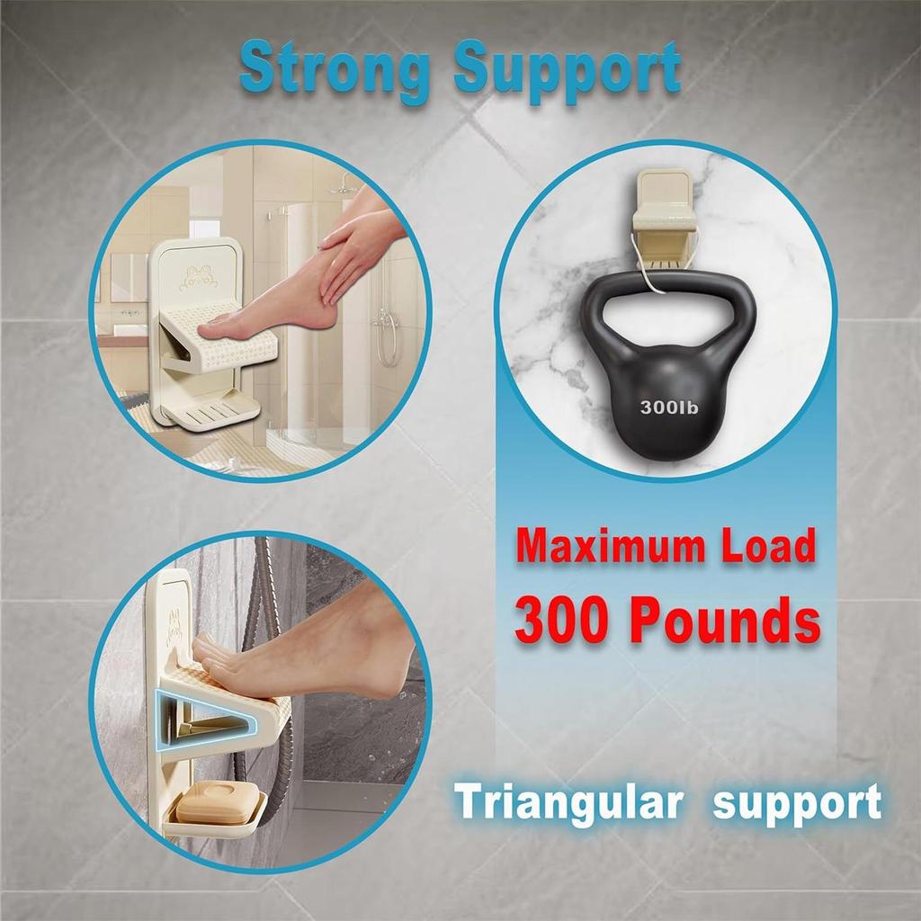 Duschhocker mit Ablage für die Beinrasur, Wandmontage ohne Bohren, passend für Badezimmerfliesen