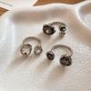 Rhinestone Geometric Oval Open Ring: Elegant Retro High-End Fashion Jewelry