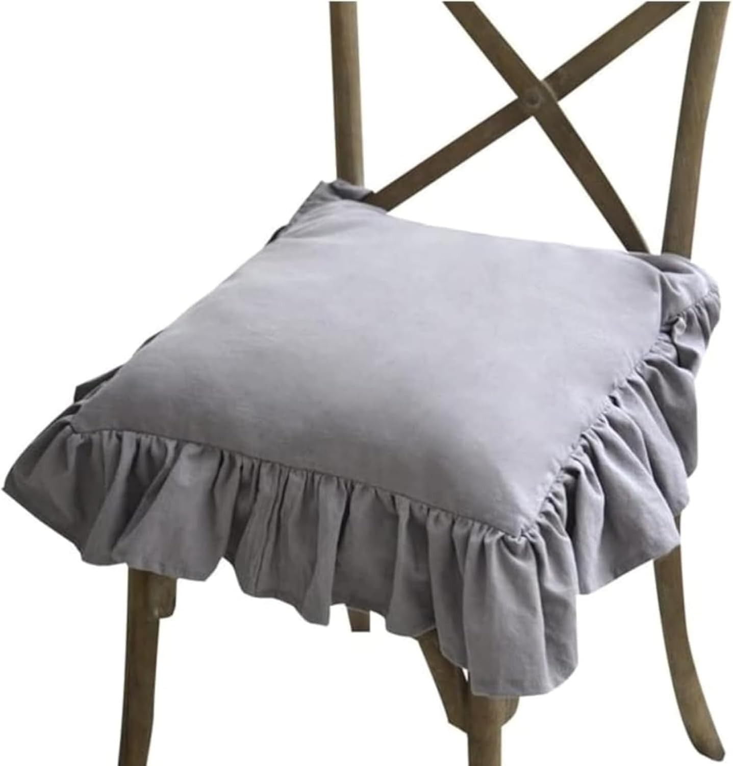 

Набор из 4 подушек для стульев с оборками, чехол на подушку для стула из 100% хлопка в стиле бохо, подходит для гостиной, обеденного стула, стильные подушки для сиденья и спинки 4PCS-40x40cm серый