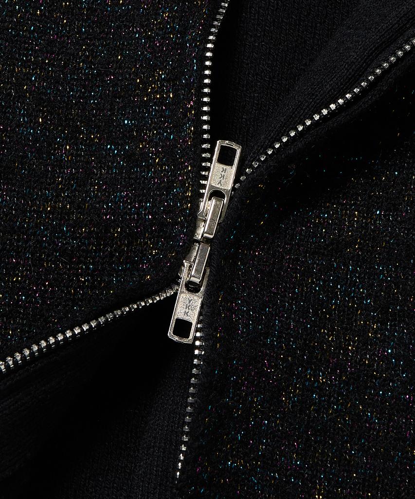 Wkndrs Metalic Knitted Zipup Hoodie (Black)