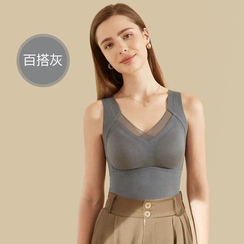 

Издание графеновый термонагрудный жилет без кружева бюстгальтер осень-зима женское интегрированное нижнее белье верх 2XL [140-80kg] серый