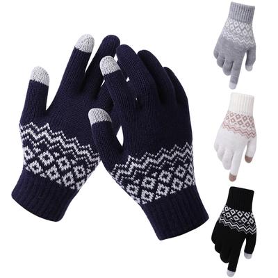 Unisex Winter Cashmere Knit Silicone Non-slip Thicken Warm Fleece  Gloves