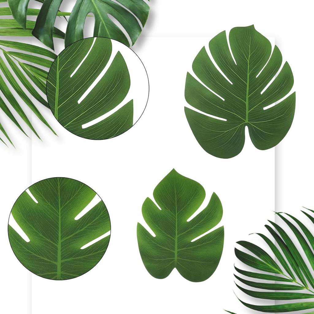 60 Pack Artificial Palm Leaves Party Decorations, Monstera Leaves,Small and Large Size 30 Each, for Home Wedding Tropical Theme Decor
