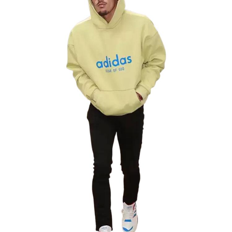 Adidas x Fear of God Co-branded Letter Logo Long Sleeve Hoodie Men Tops Green HM8109