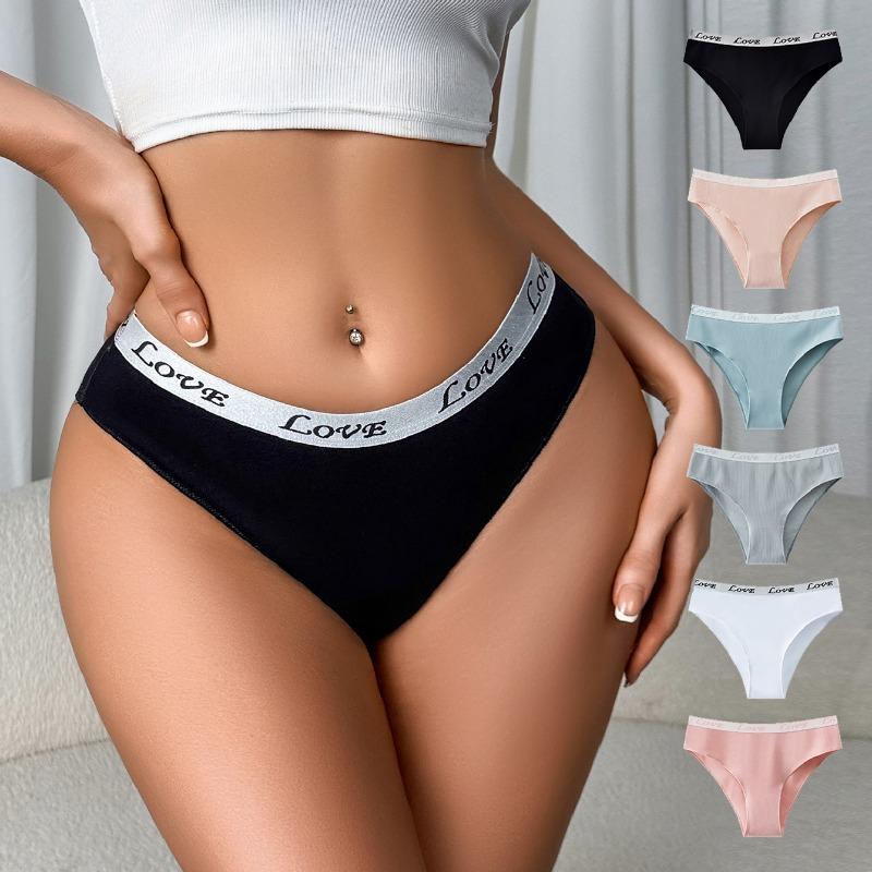 Women S Mid Rise Cotton Letter Print Plus Size Briefs
