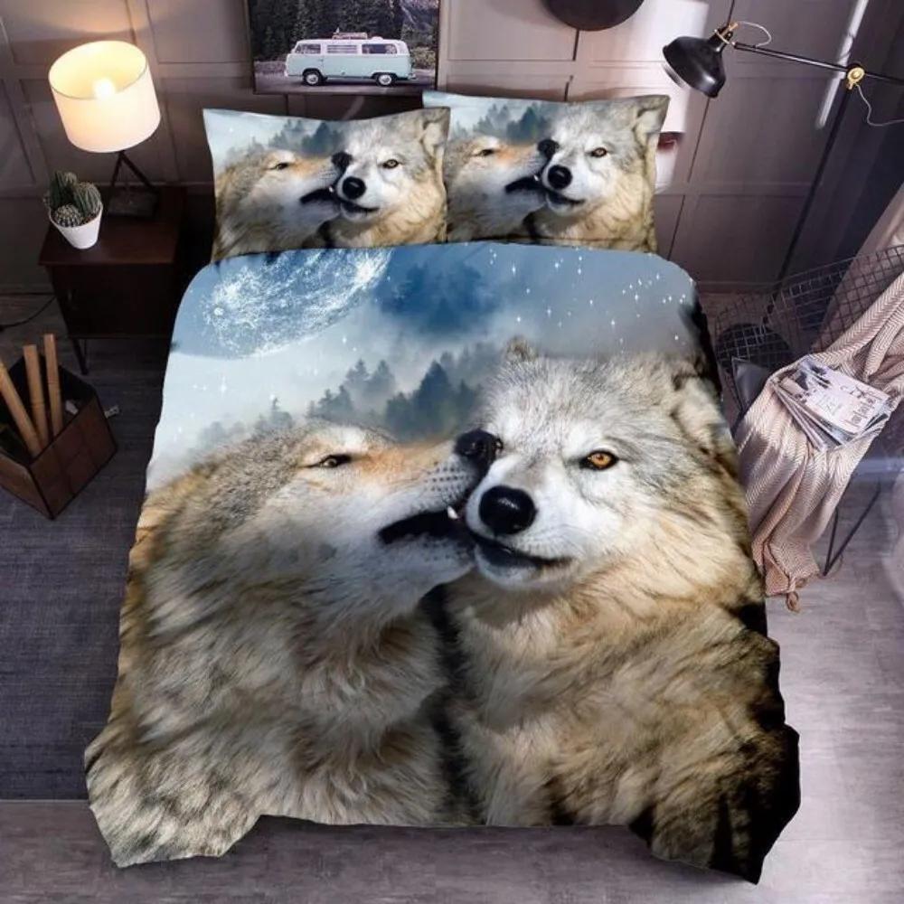 Wolf Cute Animal Bedding Set 3D Kids Adult Luxury Gift Duvet Cover Set Soft Comforter Set Single Full King Twin Size Quilt Cover