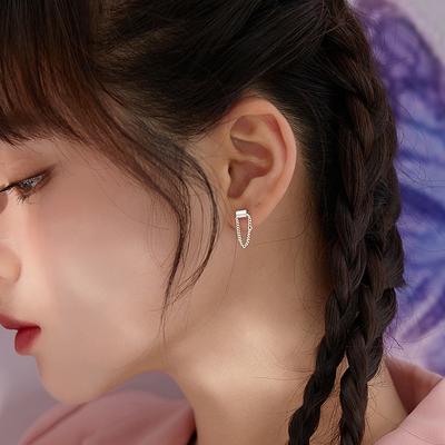 Simple Chain Stud Earrings Women'S Personality Fashion Autumn Trendy Earrings Round Face Thin