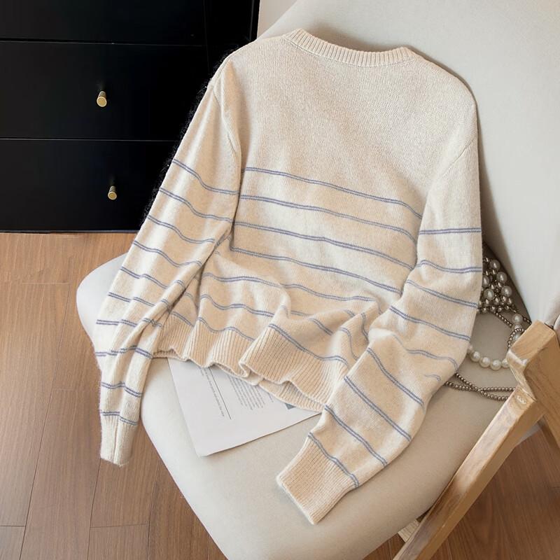 Women's Striped Wool Blend Knit Cardigan Top