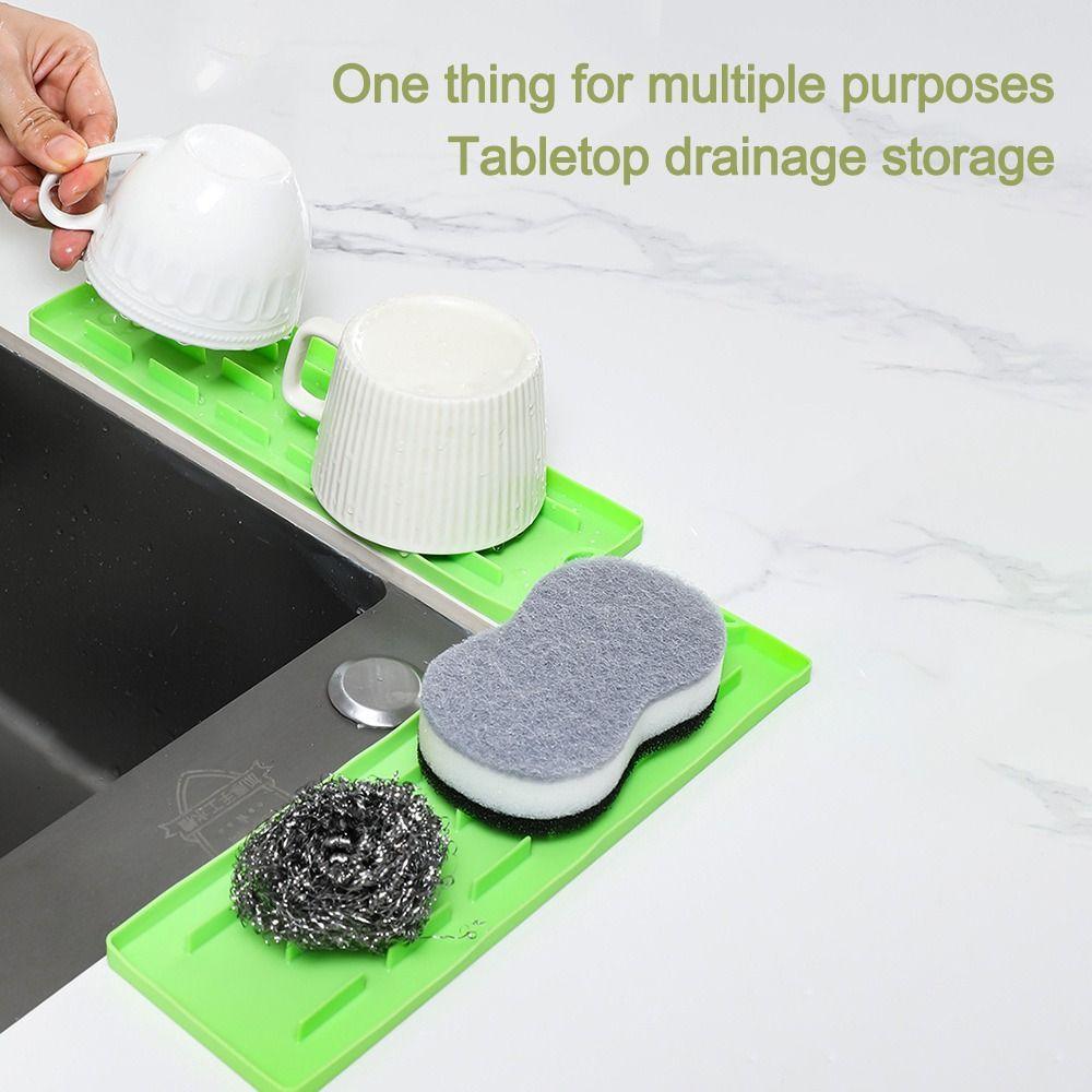 Multi-function Countertop Pot Lid Storage Mat Splash Non-Slip Silicone Drain Mat Countertop Protector Faucet Draining Mat