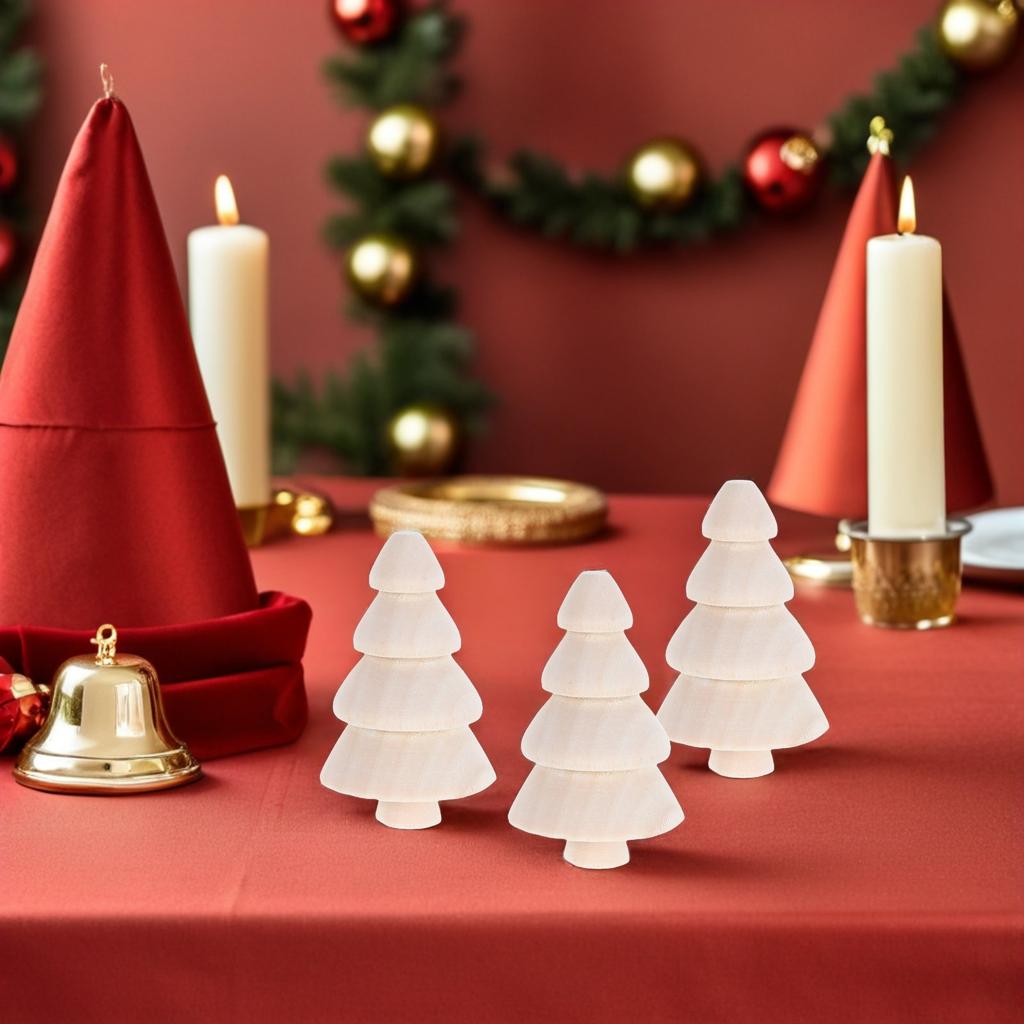 10Pcs Wooden Mini Christmas Tree Blanks Unpainted Craft Pieces for Custom Holiday Decorations DIY Festive Home Adornment Set