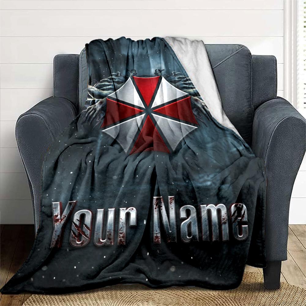 Name Custom Umbrella Corporation Print Flannel Blanket High Quality Warm Comfortable Cover for All Seasons Perfect for Gifts Home Decor