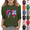 Children's Fashion Three-Quarter Sleeve Round Neck Printed Casual T-Shirt Top