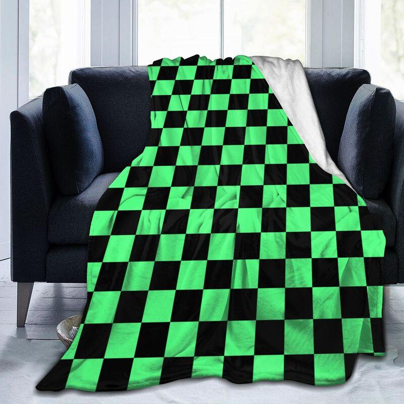 Schwarz-Weiß Karierte Renn-Flanell-Fleece-Decke Weich Warm Leicht Gemütlich Anti-Pilling Flauschige Überwurfdecke für Bett Sofa