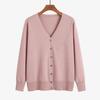 Plus Size V-Neck Cardigan Sweater for Women - Solid Color Knitted Top, Fits Up to 180 Pounds