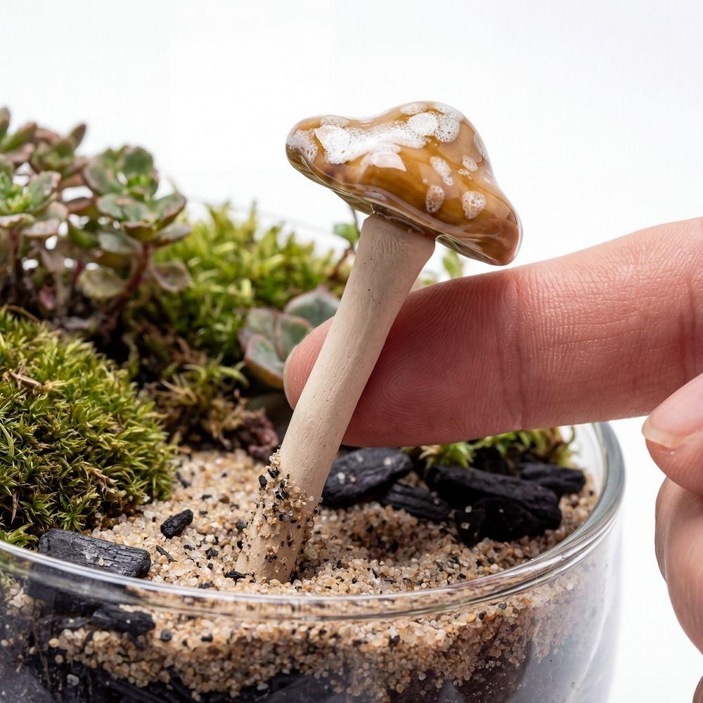 4PCS Realistic Pottery Sculpture Mini Garden Landscape Statue Fairy Mushroom  Flower Pot Decoration