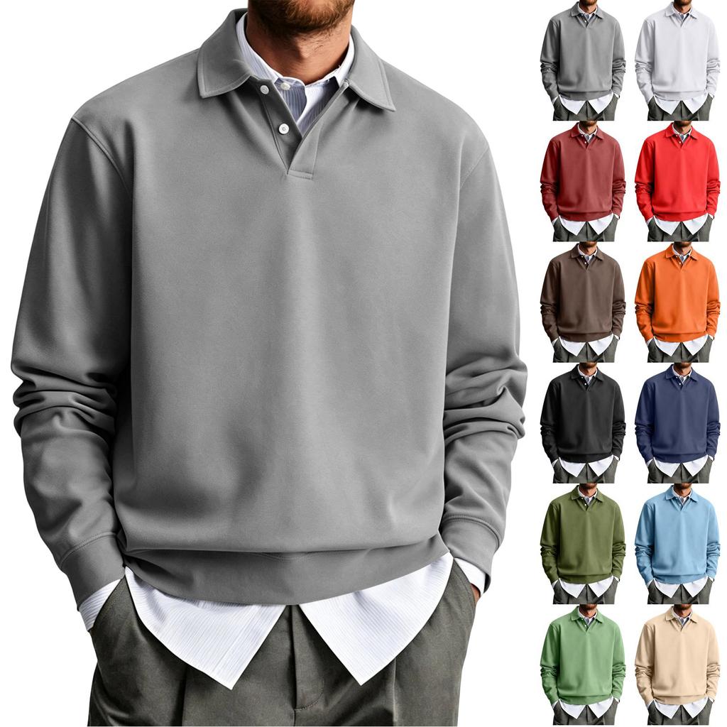 Men's Color Long Sleeve Shirt Casual Collared Top for Daily Wear