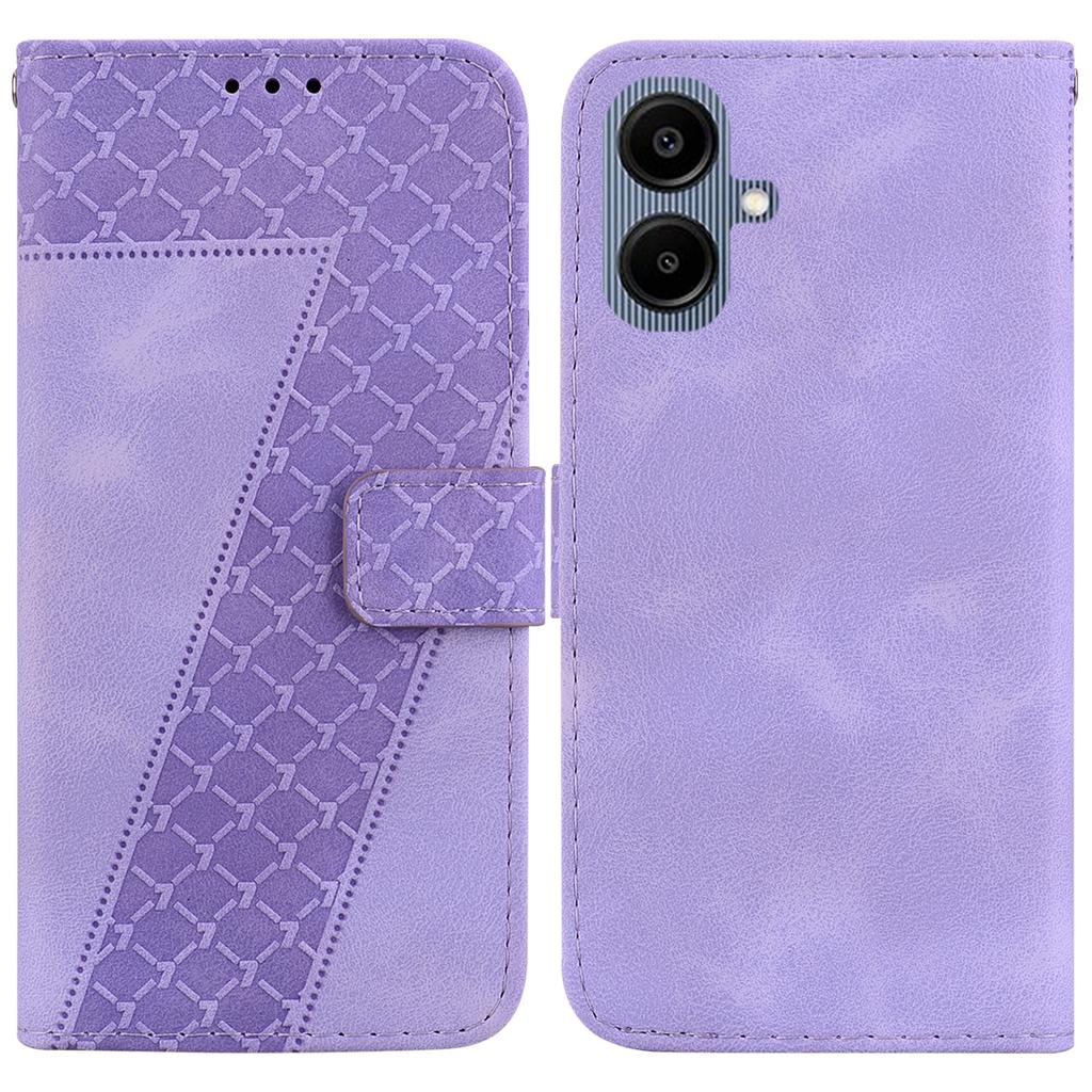 For Samsung Galaxy A07 5G Stand Case 7-Shaped Pattern Imprint Leather Phone Cover with Strap