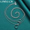 URMYLADY 925 Sterling Silver Three Heart Frame Pendant Necklace For Women Wedding Party Fashion Jewelry
