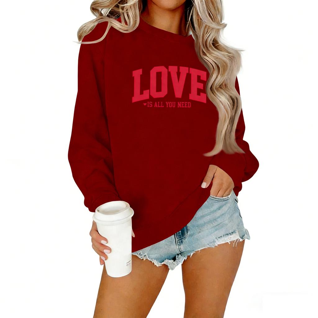 Ladies' Casual Women's Printed Round Neck Pullover Hoodie